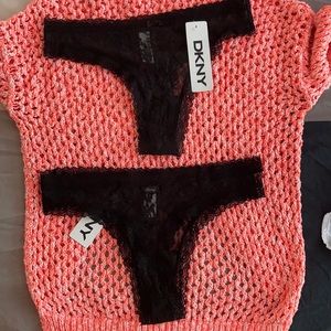 DKNY thong Small black NWT.
